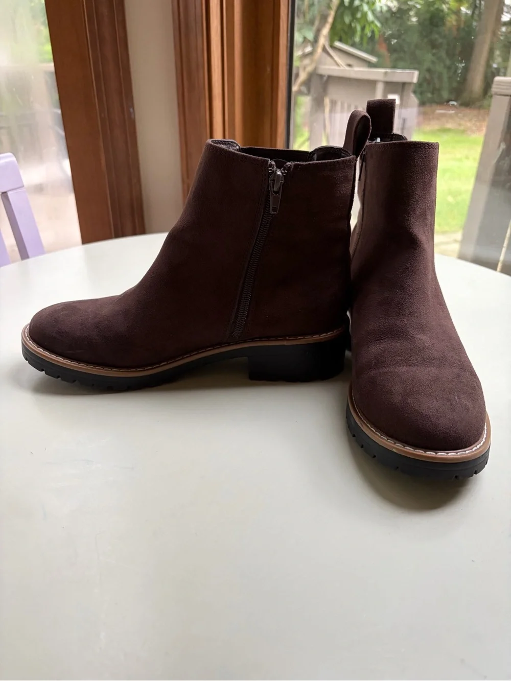 Kensie Size 8.5 Women's Brown Suede Ankle Boots with Side Zip